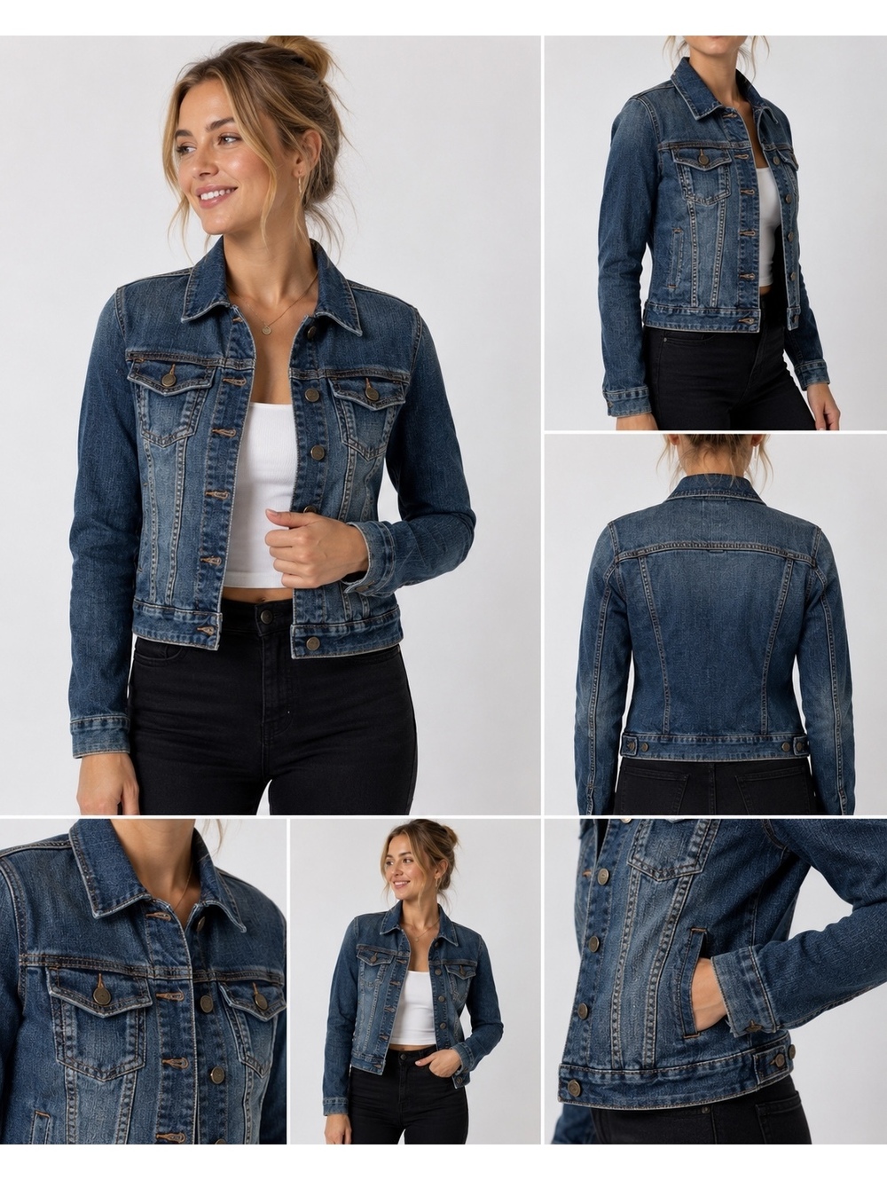 Express Jeans Women’s Medium Denim Jean Jacket Classic Trucker Stretch Blue